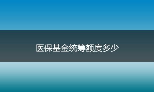医保基金统筹额度多少