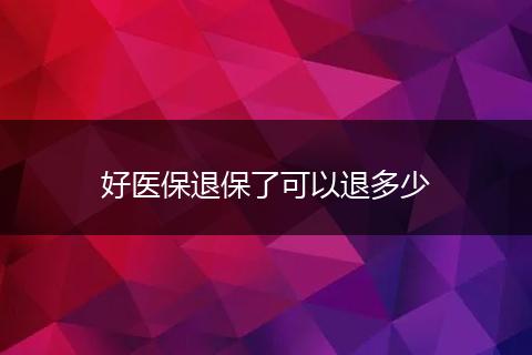 好医保退保了可以退多少