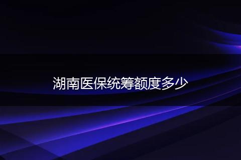 湖南医保统筹额度多少