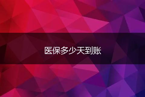 医保多少天到账