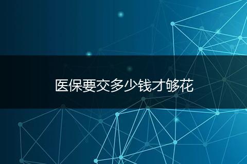 医保要交多少钱才够花