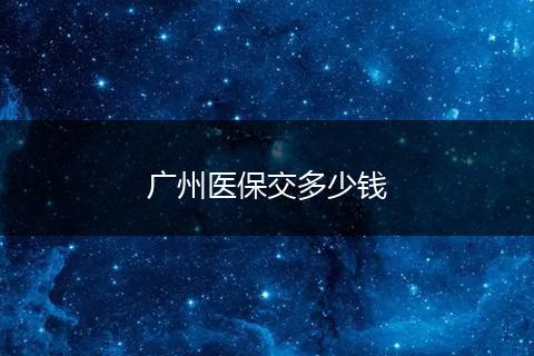 广州医保交多少钱