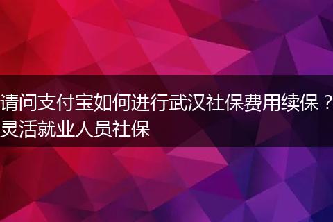 请问支付宝如何进行武汉社保费用续保？灵活就业人员社保