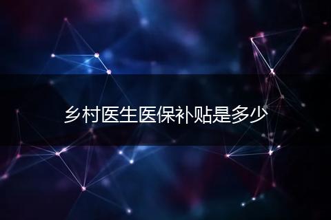 乡村医生医保补贴是多少