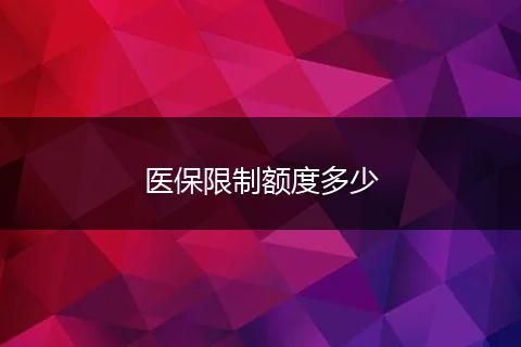 医保限制额度多少