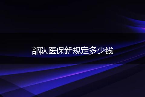 部队医保新规定多少钱