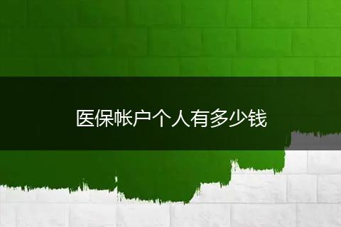 医保帐户个人有多少钱