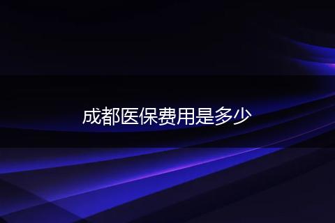成都医保费用是多少