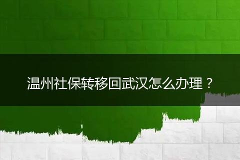 温州社保转移回武汉怎么办理？