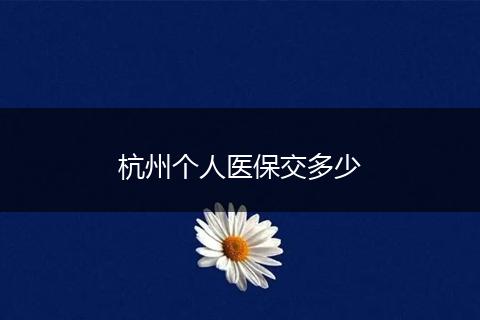 杭州个人医保交多少
