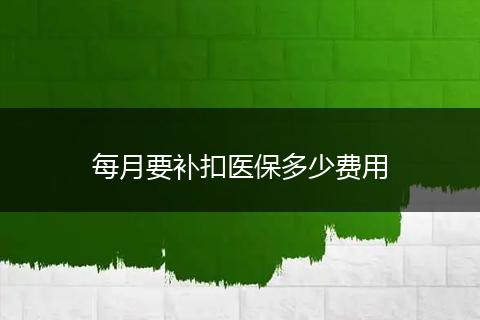 每月要补扣医保多少费用