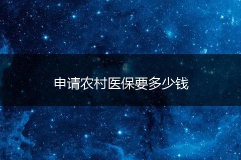 申请农村医保要多少钱