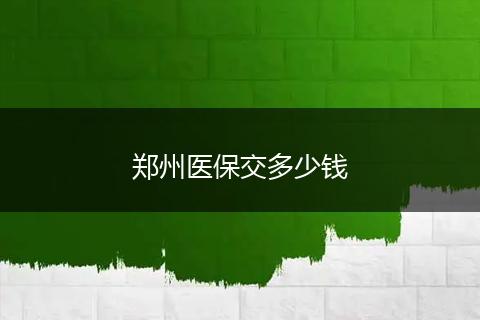 郑州医保交多少钱
