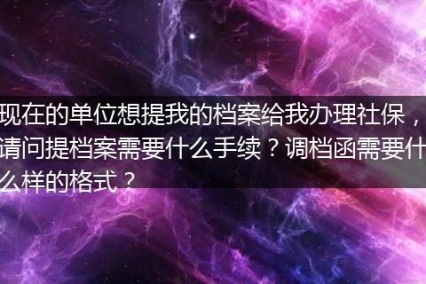 现在的单位想提我的档案给我办理社保，请问提档案需要什么手续？调档函需要什么样的格式？