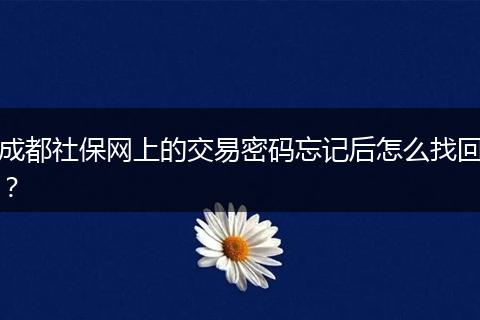 成都社保网上的交易密码忘记后怎么找回？