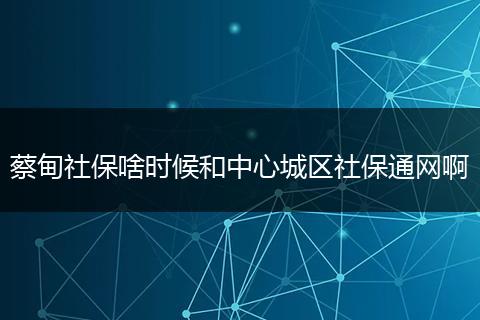 蔡甸社保啥时候和中心城区社保通网啊