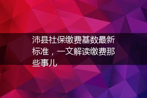 沛县社保缴费基数最新标准，一文解读缴费那些事儿
