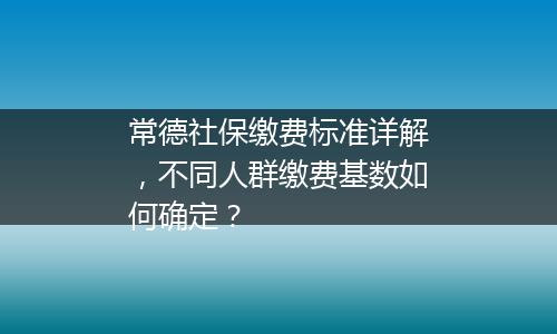常德社保缴费标准详解，不同人群缴费基数如何确定？