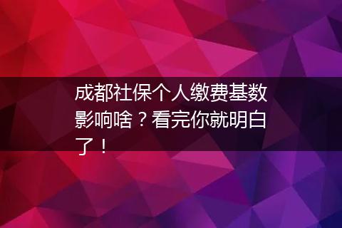 成都社保个人缴费基数影响啥？看完你就明白了！
