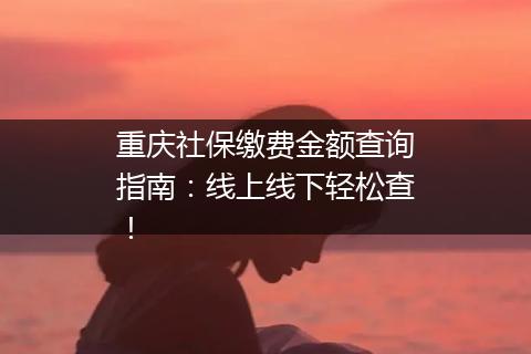 重庆社保缴费金额查询指南：线上线下轻松查！