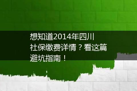想知道2014年四川社保缴费详情？看这篇避坑指南！