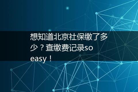 想知道北京社保缴了多少？查缴费记录so easy！