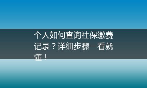 个人如何查询社保缴费记录？详细步骤一看就懂！