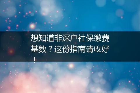 想知道非深户社保缴费基数？这份指南请收好！