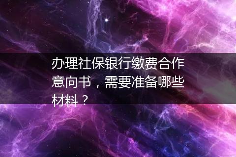 办理社保银行缴费合作意向书，需要准备哪些材料？