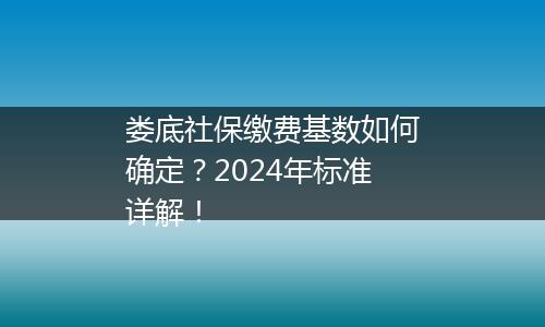 娄底社保缴费基数如何确定？2024年标准详解！