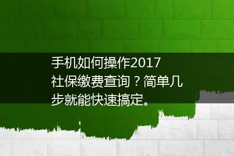 手机如何操作2017社保缴费查询？简单几步就能快速搞定。