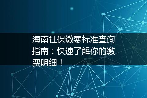 海南社保缴费标准查询指南：快速了解你的缴费明细！