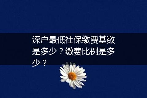深户最低社保缴费基数是多少？缴费比例是多少？