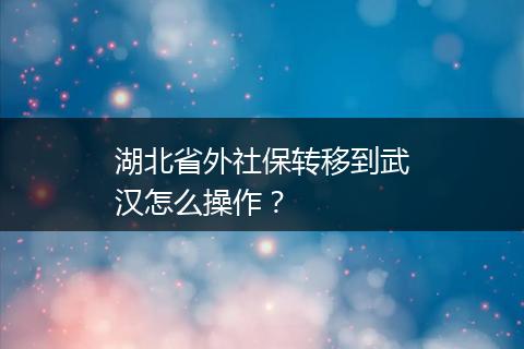 湖北省外社保转移到武汉怎么操作？