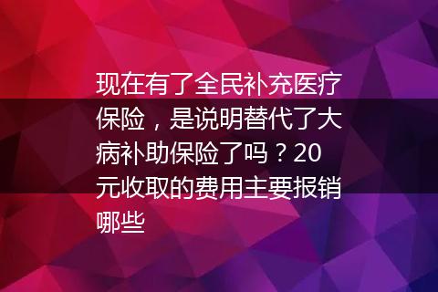 现在有了全民补充医疗保险，是说明替代了大病补助保险了吗？20元收取的费用主要报销哪些