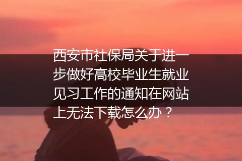西安市社保局关于进一步做好高校毕业生就业见习工作的通知在网站上无法下载怎么办？