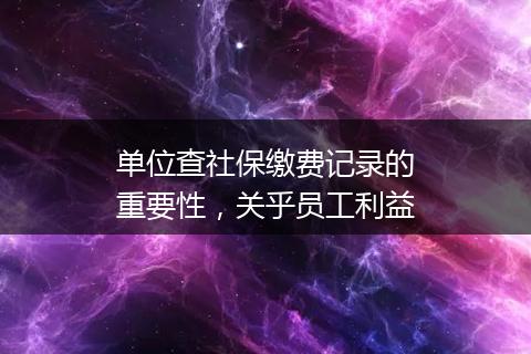 单位查社保缴费记录的重要性，关乎员工利益