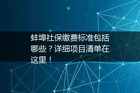 蚌埠社保缴费标准包括哪些？详细项目清单在这里！