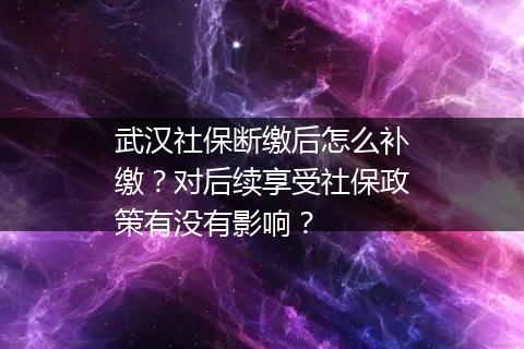 武汉社保断缴后怎么补缴？对后续享受社保政策有没有影响？