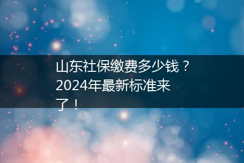 山东社保缴费多少钱？2024年最新标准来了！