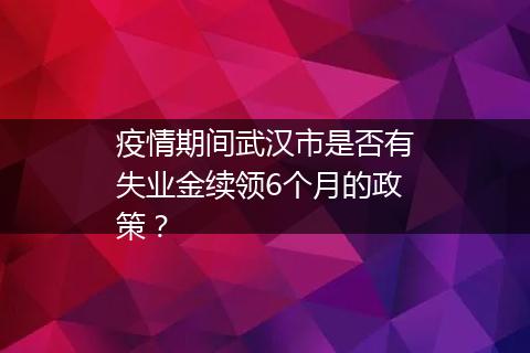 疫情期间武汉市是否有失业金续领6个月的政策？
