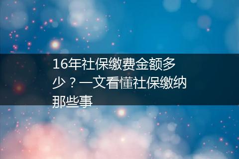 16年社保缴费金额多少？一文看懂社保缴纳那些事