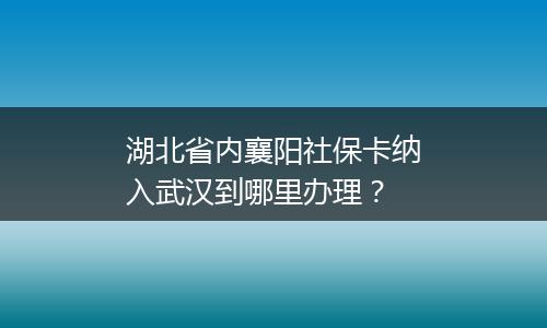 湖北省内襄阳社保卡纳入武汉到哪里办理？