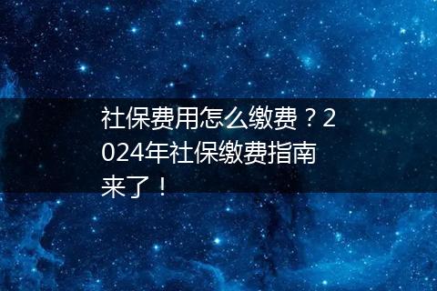 社保费用怎么缴费？2024年社保缴费指南来了！