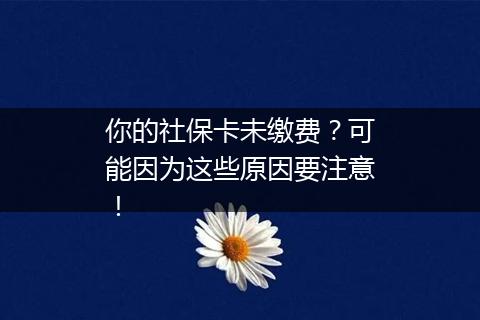 你的社保卡未缴费？可能因为这些原因要注意！