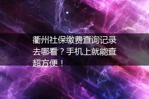 衢州社保缴费查询记录去哪看？手机上就能查超方便！