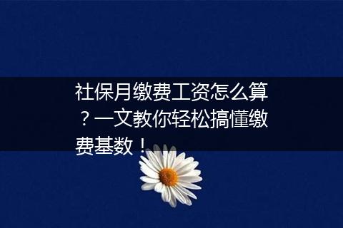 社保月缴费工资怎么算？一文教你轻松搞懂缴费基数！
