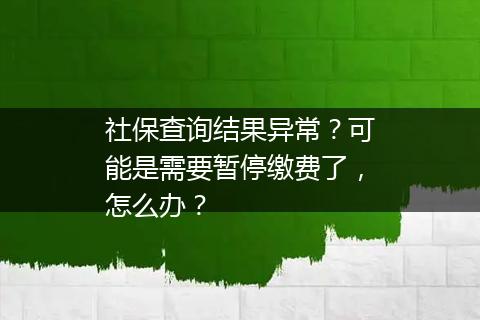社保查询结果异常？可能是需要暂停缴费了，怎么办？