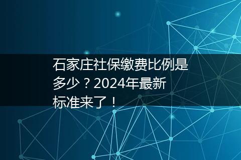 石家庄社保缴费比例是多少？2024年最新标准来了！