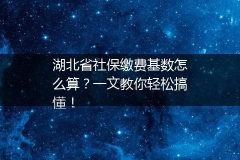 湖北省社保缴费基数怎么算？一文教你轻松搞懂！
